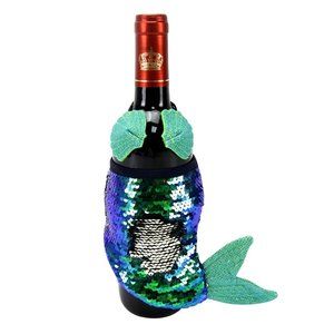 Blue Ocean Sequin Mermaid Wine Bottle Cover